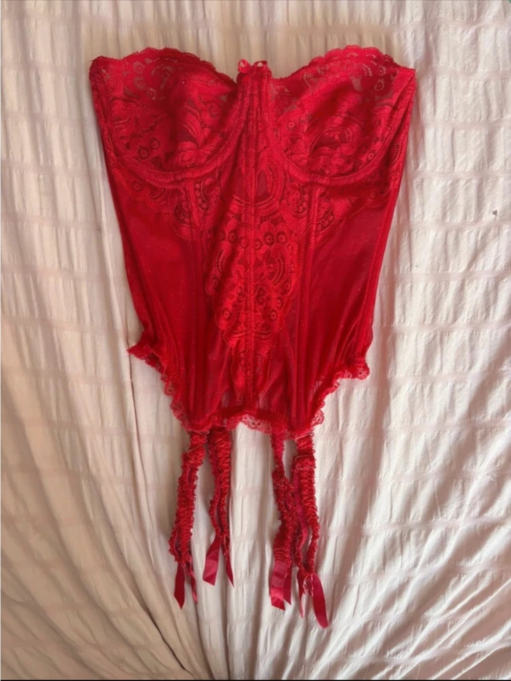 Victoria's Secret Red Lace Bustier with Garter Straps